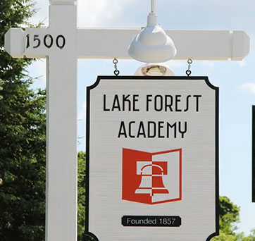 Lake Forest Academy sign. Links to Gifts from Retirement Plans Lake Forest Academy sign. Links to Gifts from Retirement Plans